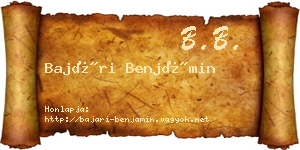 Bajári Benjámin névjegykártya